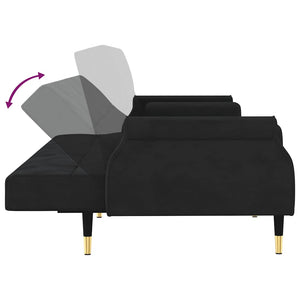 vidaXL Canapé-lit avec coussins Velours noir
