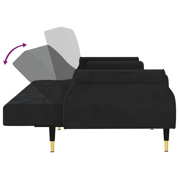 vidaXL Canapé-lit avec coussins Velours noir