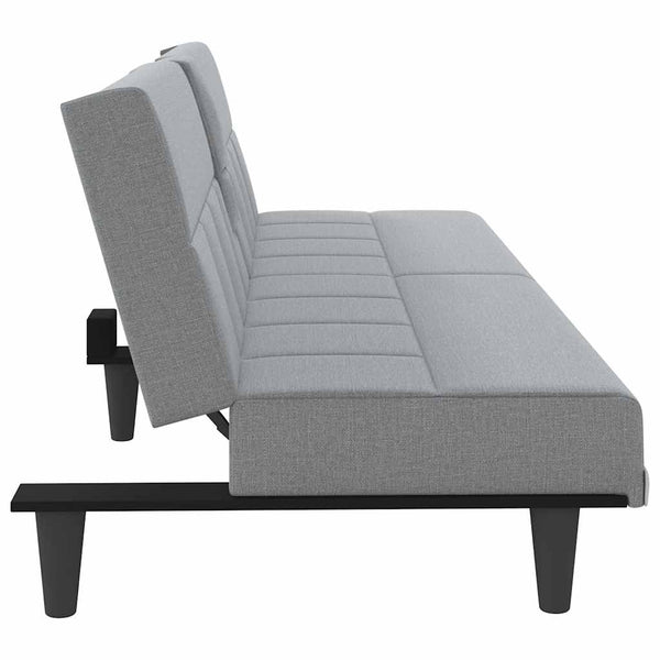 Hellgraues Schlafsofa mit Getränkehaltern