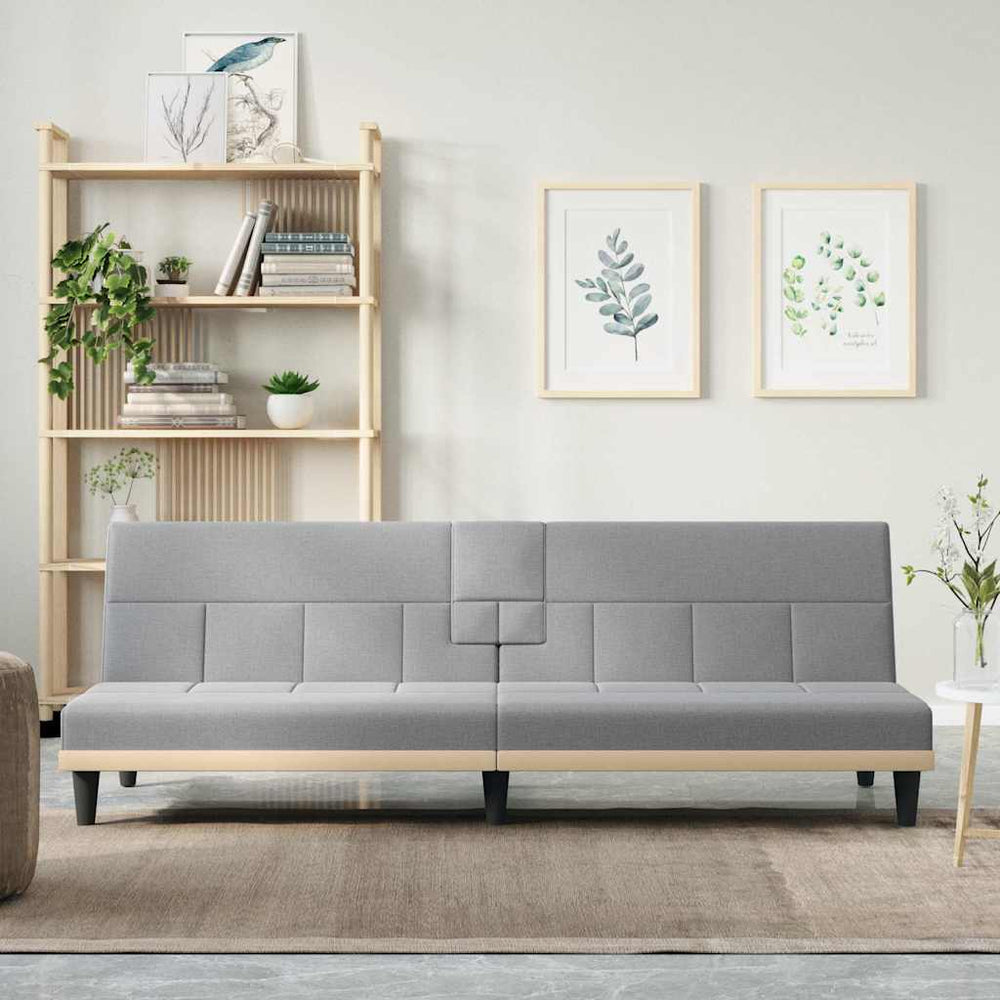 Hellgraues Schlafsofa mit Getränkehaltern