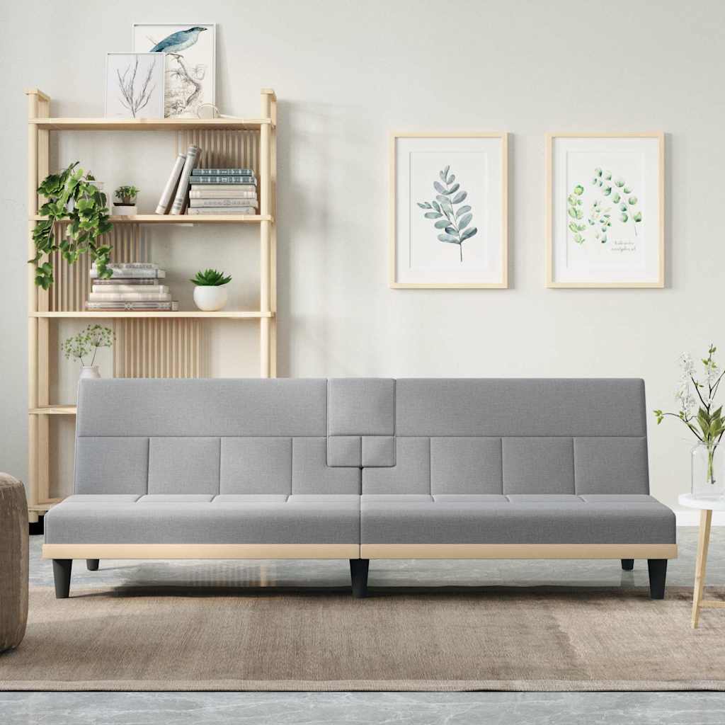 Hellgraues Schlafsofa mit Getränkehaltern