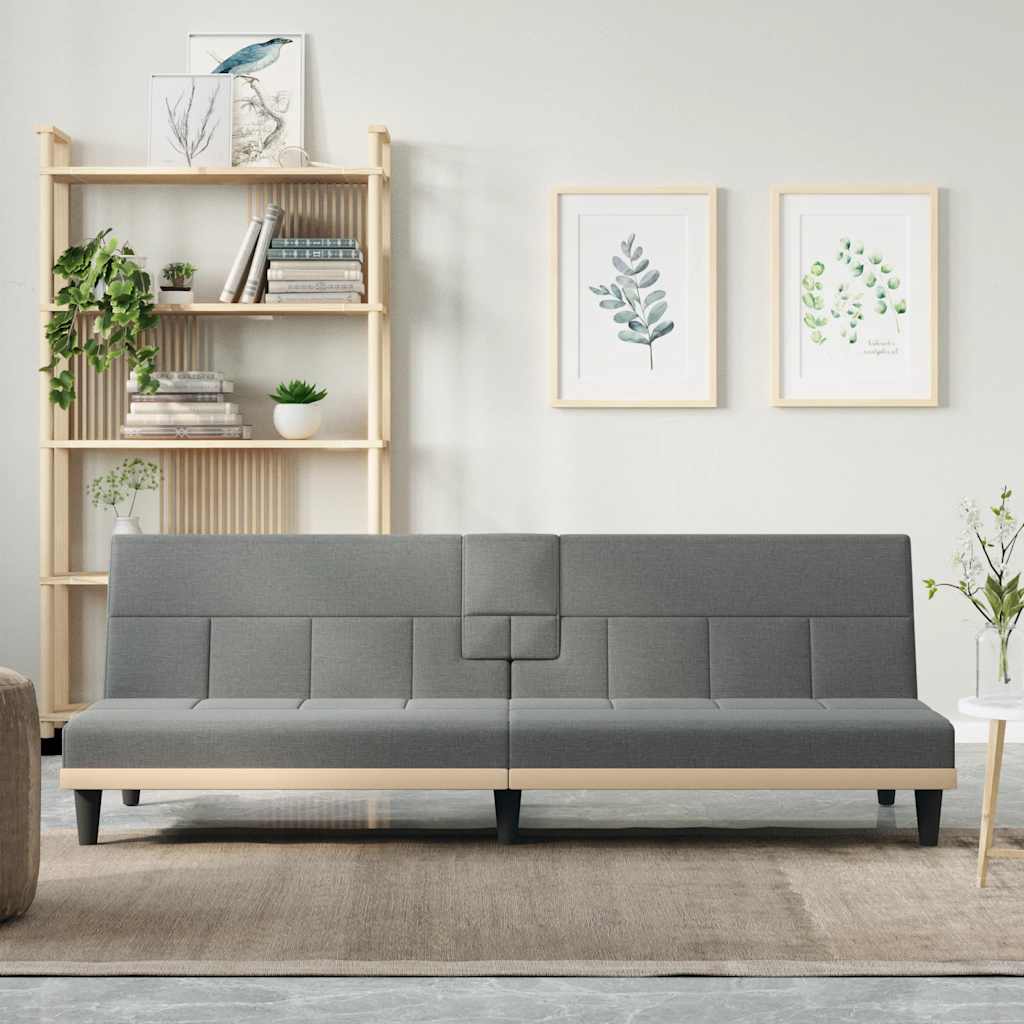 Schlafsofa Dunkelgrau mit Getränkehaltern