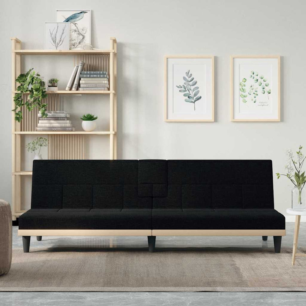 Schlafsofa Schwarz mit Getränkehaltern