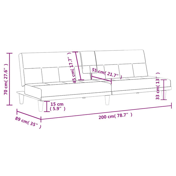 Schlafsofa Creme mit Getränkehaltern