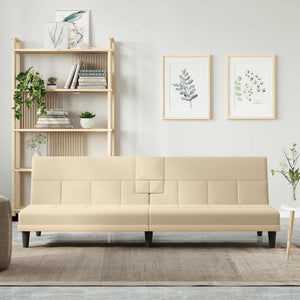 Schlafsofa Creme mit Getränkehaltern