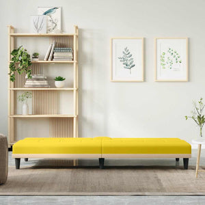 vidaXL Canapé-lit avec porte-gobelets Jaune clair Tissu