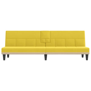 vidaXL Canapé-lit avec porte-gobelets Jaune clair Tissu