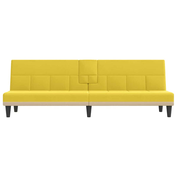 vidaXL Canapé-lit avec porte-gobelets Jaune clair Tissu