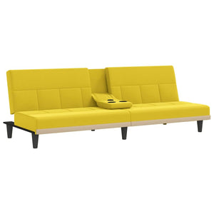 vidaXL Canapé-lit avec porte-gobelets Jaune clair Tissu