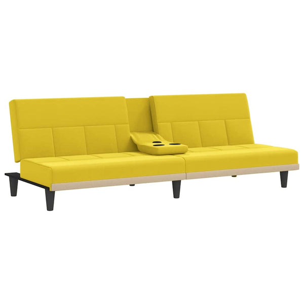 vidaXL Canapé-lit avec porte-gobelets Jaune clair Tissu