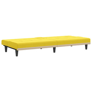 vidaXL Canapé-lit avec porte-gobelets Jaune clair Tissu