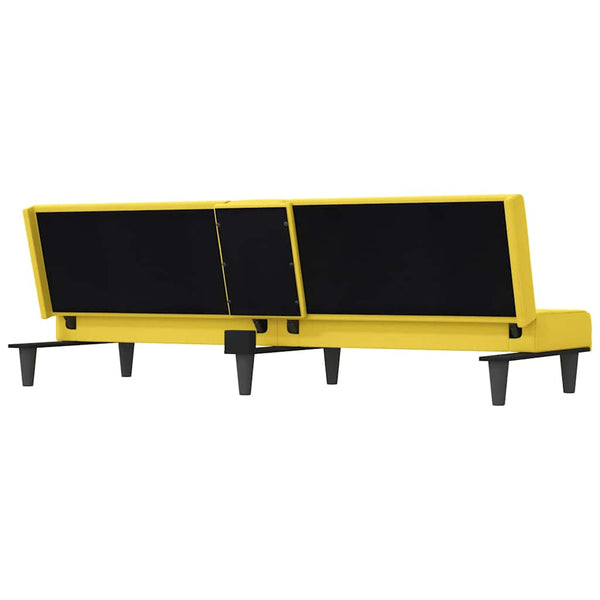 vidaXL Canapé-lit avec porte-gobelets Jaune clair Tissu
