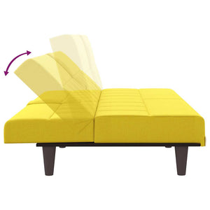 vidaXL Canapé-lit avec porte-gobelets Jaune clair Tissu