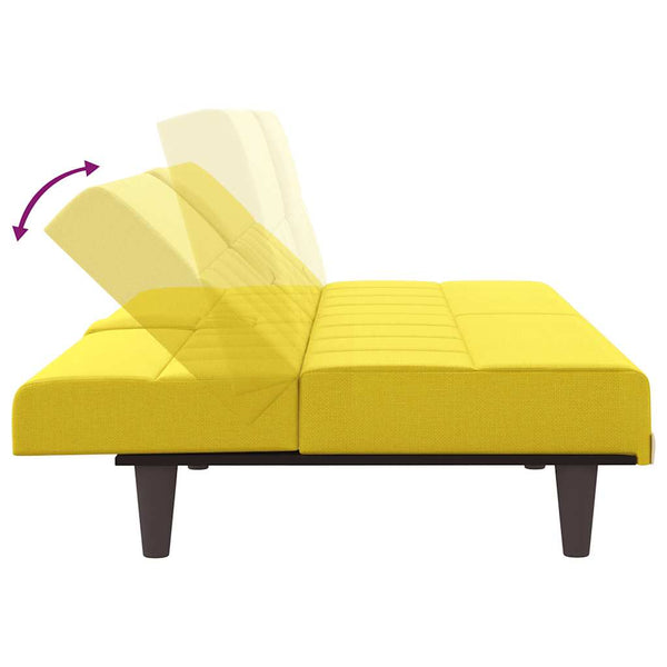 vidaXL Canapé-lit avec porte-gobelets Jaune clair Tissu