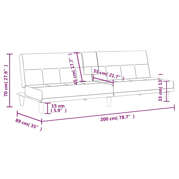 Schlafsofa Taupe mit Getränkehaltern