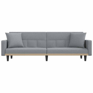 Schlafsofa Hellgrau Stoff mit Kissen