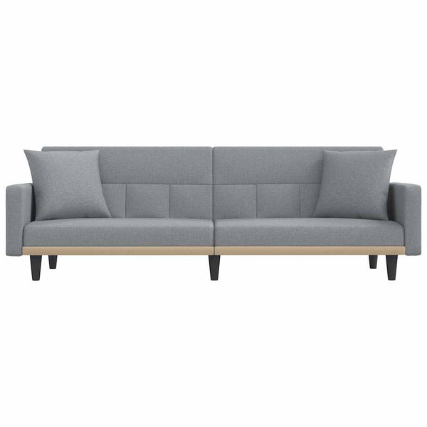 Schlafsofa Hellgrau Stoff mit Kissen