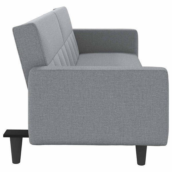 Schlafsofa Hellgrau Stoff mit Kissen