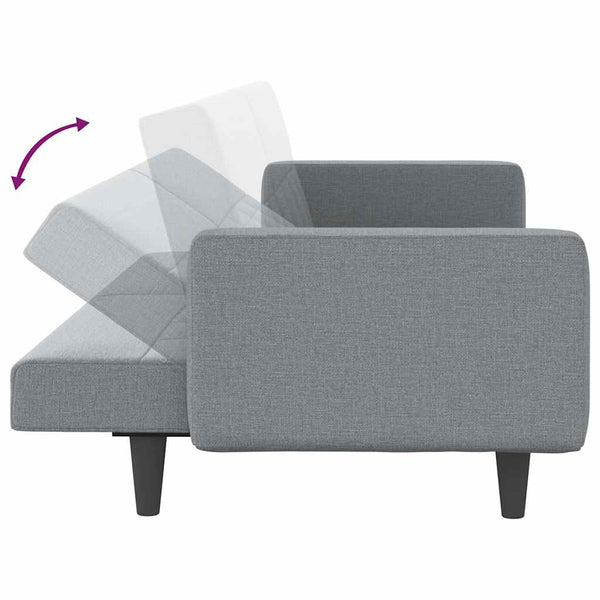 Schlafsofa Hellgrau Stoff mit Kissen
