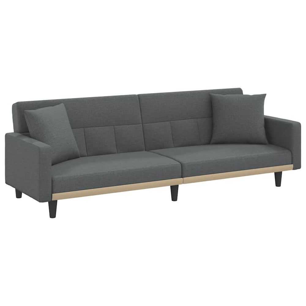 Schlafsofa Dunkelgrau Stoff mit Kissen