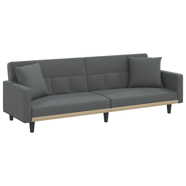 Schlafsofa Dunkelgrau Stoff mit Kissen
