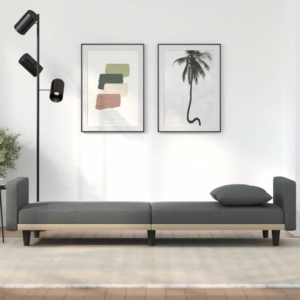 Schlafsofa Dunkelgrau Stoff mit Kissen