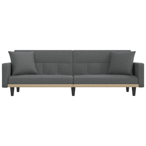 Schlafsofa Dunkelgrau Stoff mit Kissen