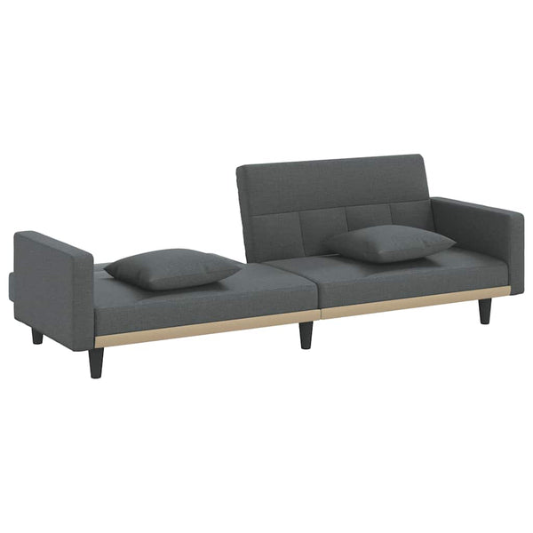 Schlafsofa Dunkelgrau Stoff mit Kissen