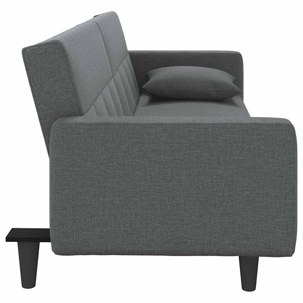 Schlafsofa Dunkelgrau Stoff mit Kissen