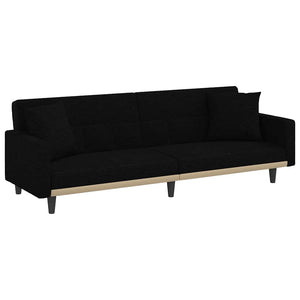 Schlafsofa Schwarz Stoff mit Kissen