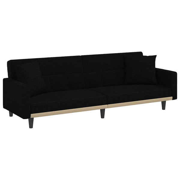 Schlafsofa Schwarz Stoff mit Kissen