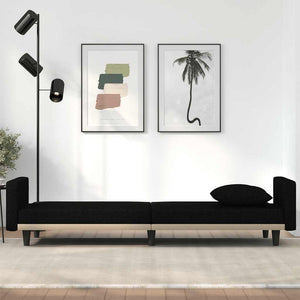 Schlafsofa Schwarz Stoff mit Kissen