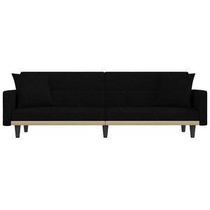Schlafsofa Schwarz Stoff mit Kissen