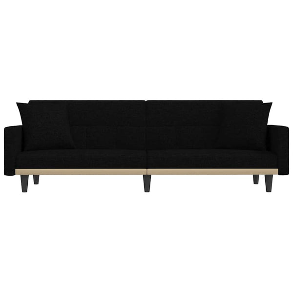 Schlafsofa Schwarz Stoff mit Kissen