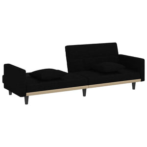 Schlafsofa Schwarz Stoff mit Kissen