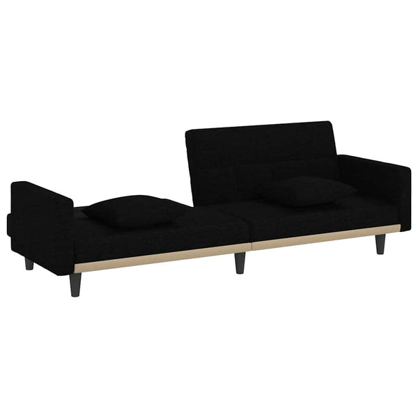 Schlafsofa Schwarz Stoff mit Kissen