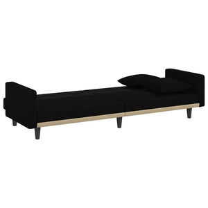 Schlafsofa Schwarz Stoff mit Kissen