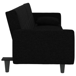 Schlafsofa Schwarz Stoff mit Kissen