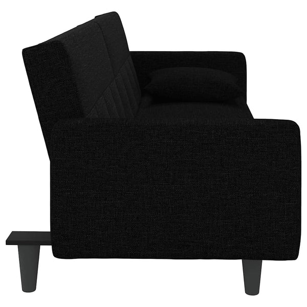 Schlafsofa Schwarz Stoff mit Kissen
