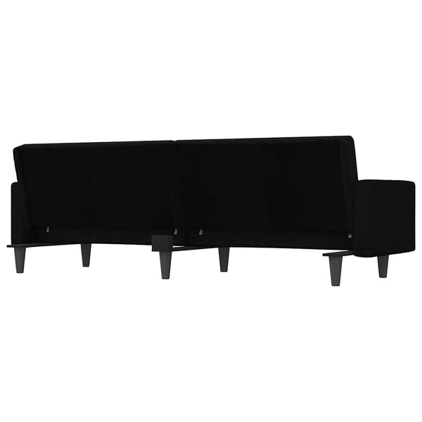 Schlafsofa Schwarz Stoff mit Kissen