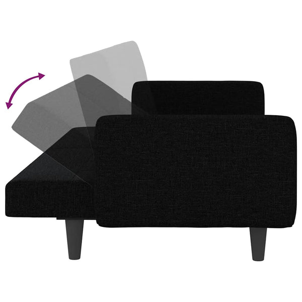 Schlafsofa Schwarz Stoff mit Kissen