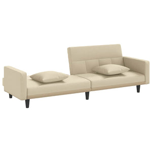 vidaXL Canapé-lit avec coussins Crème Tissu