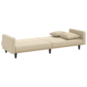 vidaXL Canapé-lit avec coussins Crème Tissu