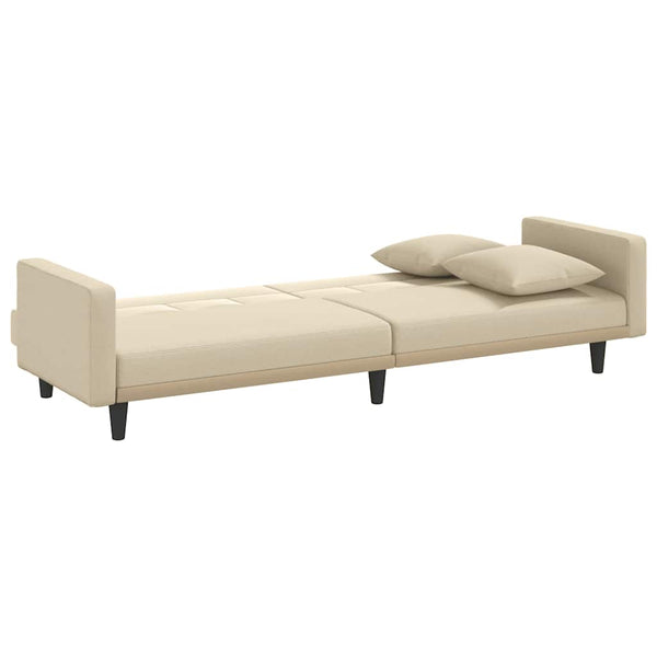 vidaXL Canapé-lit avec coussins Crème Tissu