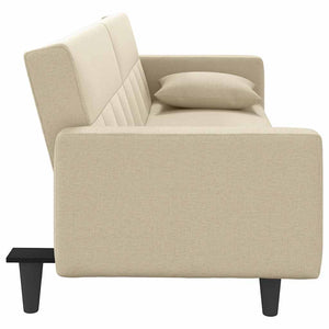 vidaXL Canapé-lit avec coussins Crème Tissu