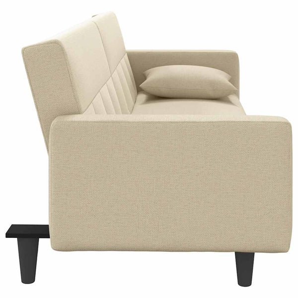vidaXL Canapé-lit avec coussins Crème Tissu