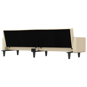 vidaXL Canapé-lit avec coussins Crème Tissu