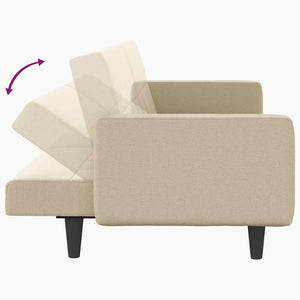 vidaXL Canapé-lit avec coussins Crème Tissu
