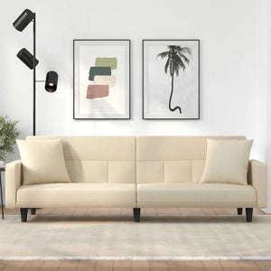 vidaXL Canapé-lit avec coussins Crème Tissu