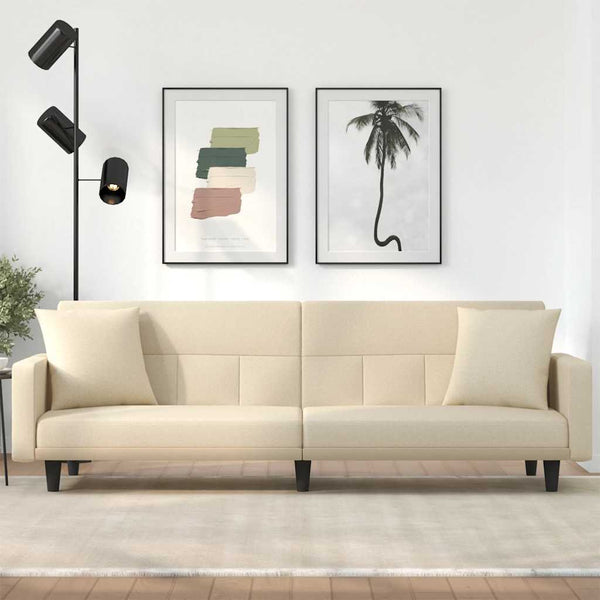 vidaXL Canapé-lit avec coussins Crème Tissu